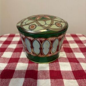 Meister Vtg Brazil Decorative Metal Storage Tin Canister Floral Design
